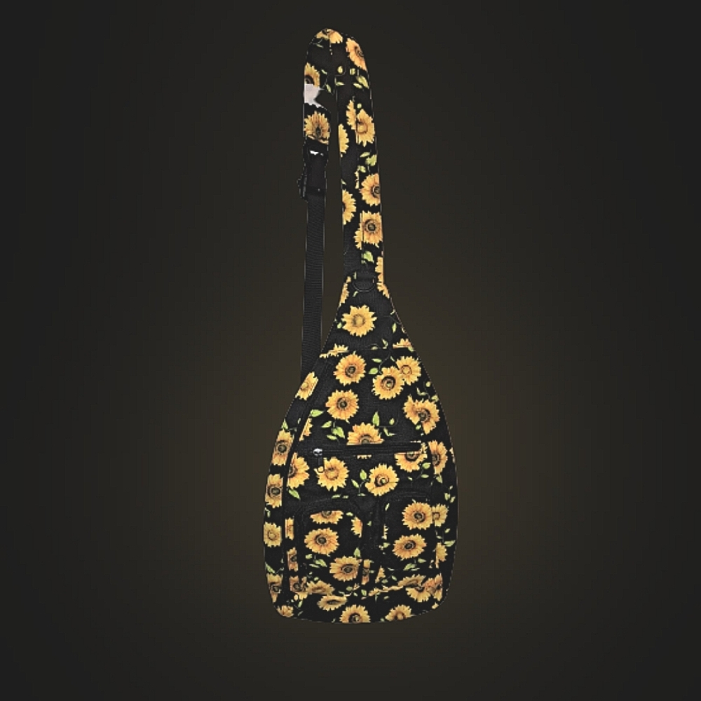 No Boundries, Sunflower print hands  sling bag.
